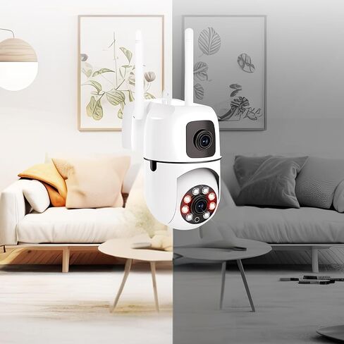 1PC Dual-Lens PTZ Security Camera with Auto Tracking, 3MP FHD 355° Pan/Tilt Indoor 2.4/5G WiFi Camera, Color Night Vision, 2-Way Audio, Motion Detection in Kuwait