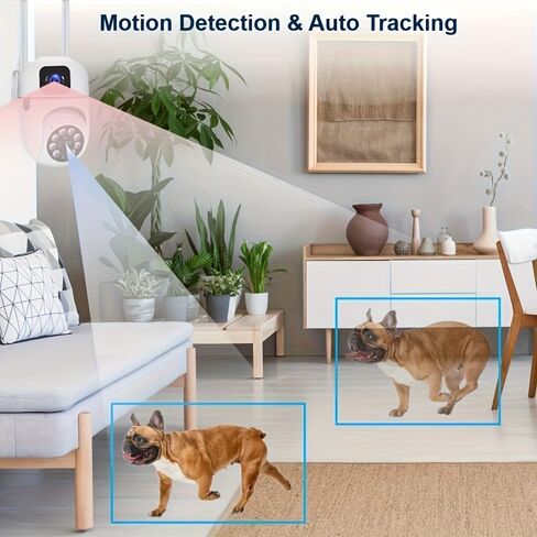 1PC Dual-Lens PTZ Security Camera with Auto Tracking, 3MP FHD 355° Pan/Tilt Indoor 2.4/5G WiFi Camera, Color Night Vision, 2-Way Audio, Motion Detection in Kuwait
