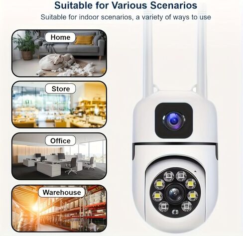 1PC Dual-Lens PTZ Security Camera with Auto Tracking, 3MP FHD 355° Pan/Tilt Indoor 2.4/5G WiFi Camera, Color Night Vision, 2-Way Audio, Motion Detection in Kuwait