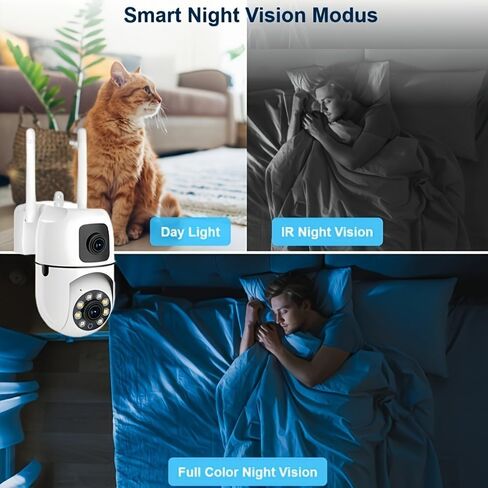 1PC Dual-Lens PTZ Security Camera with Auto Tracking, 3MP FHD 355° Pan/Tilt Indoor 2.4/5G WiFi Camera, Color Night Vision, 2-Way Audio, Motion Detection in Kuwait