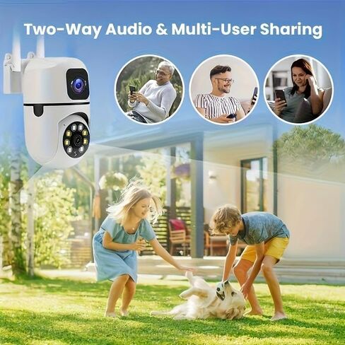 1PC Dual-Lens PTZ Security Camera with Auto Tracking, 3MP FHD 355° Pan/Tilt Indoor 2.4/5G WiFi Camera, Color Night Vision, 2-Way Audio, Motion Detection in Kuwait