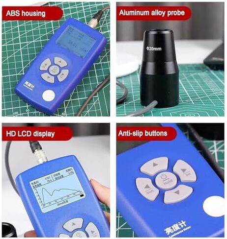 Digital Luminance Meter 1-1000000 cd/m² - Precision Light Meter for Brightness, Flicker, Color Temperature & CRI Measurement - Ideal for HD Display Testing with 10/20mm Probes in Kuwait