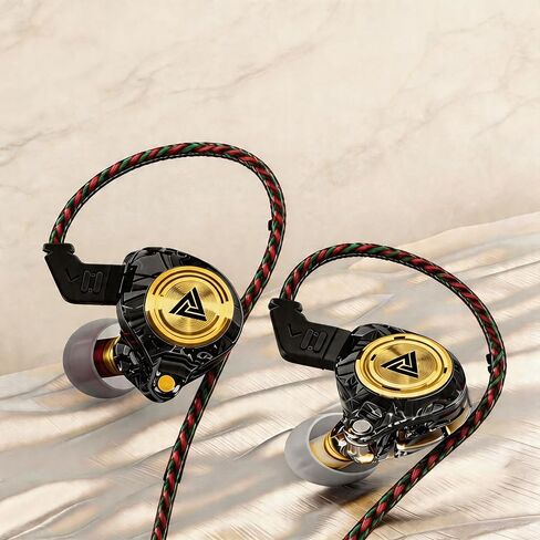 in Ear Headphones, Wired Earphones Stereo Bass, HiFi Wired Earbuds, Dynamic Dual Driver Gaming Earbuds with Detachable Cable for Musicians, Singer (Black) in Saudi Arabia