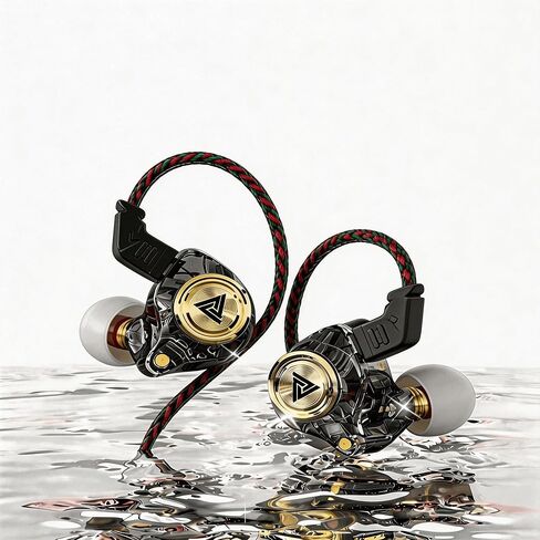 in Ear Headphones, Wired Earphones Stereo Bass, HiFi Wired Earbuds, Dynamic Dual Driver Gaming Earbuds with Detachable Cable for Musicians, Singer (Black) in Saudi Arabia