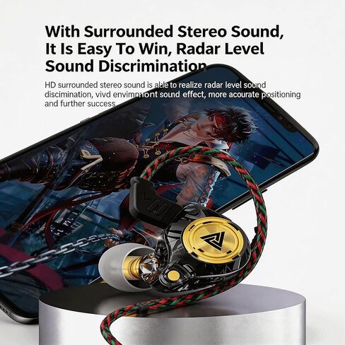 in Ear Headphones, Wired Earphones Stereo Bass, HiFi Wired Earbuds, Dynamic Dual Driver Gaming Earbuds with Detachable Cable for Musicians, Singer (Black) in Saudi Arabia