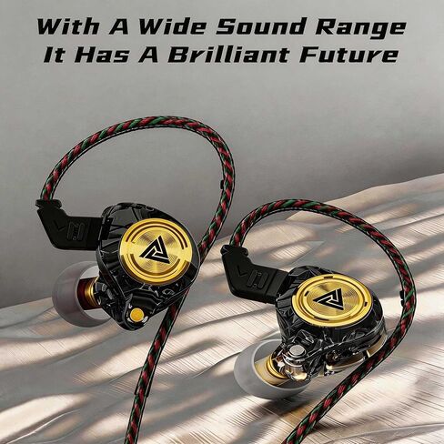 in Ear Headphones, Wired Earphones Stereo Bass, HiFi Wired Earbuds, Dynamic Dual Driver Gaming Earbuds with Detachable Cable for Musicians, Singer (Black) in Saudi Arabia