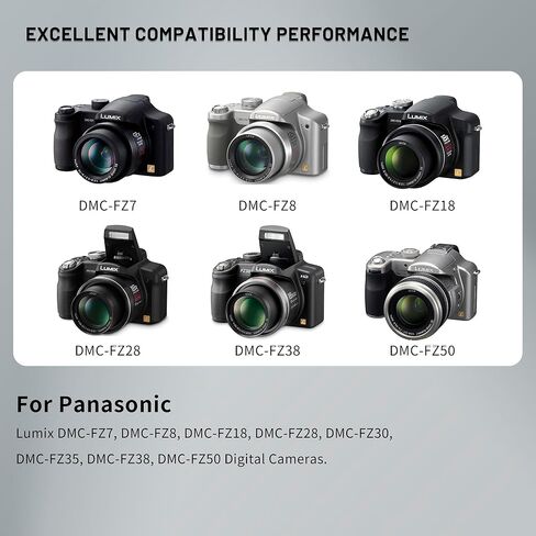 2 حزمة بطارية CGR-S006a CGA-S006 مع شاحن مزدوج بشاشة LCD ذكية لباناسونيك لوميكس DMC-FZ7، DMC-FZ8، DMC-FZ18، DMC-FZ28، DMC-FZ30، DMC-FZ35، DMC-FZ38، DMC-FZ50 كاميرات رقمية in Kuwait