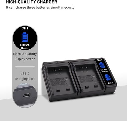 2 حزمة بطارية CGR-S006a CGA-S006 مع شاحن مزدوج بشاشة LCD ذكية لباناسونيك لوميكس DMC-FZ7، DMC-FZ8، DMC-FZ18، DMC-FZ28، DMC-FZ30، DMC-FZ35، DMC-FZ38، DMC-FZ50 كاميرات رقمية in Kuwait