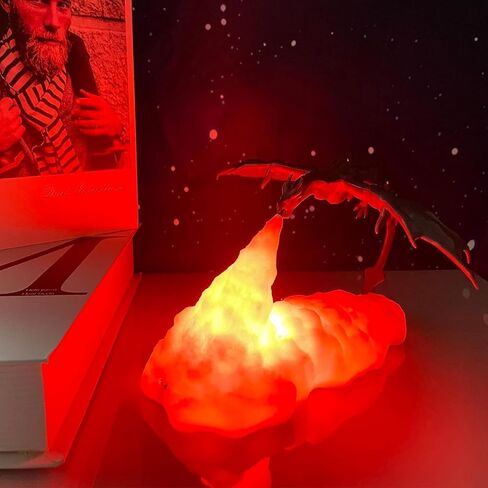 HGomx Fire Dragon Lamp Light, 3D Printed Night Light LED Moon Light Gift for Boys and Girls Bedroom Kids Room with USB Rechargeable (Fire Dragon) in Saudi Arabia