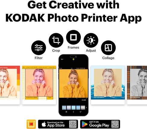 KODAK Mini Shot 3 Retro 3x3 بوصة كاميرا رقمية فورية وطابعة صور، 98 ورقة، كاميرا طباعة محمولة 2 في 1، طابعة بلوتوث للهواتف الذكية لنظام iOS وأندرويد، 4PASS صبغ التسامي، أصفر in Kuwait