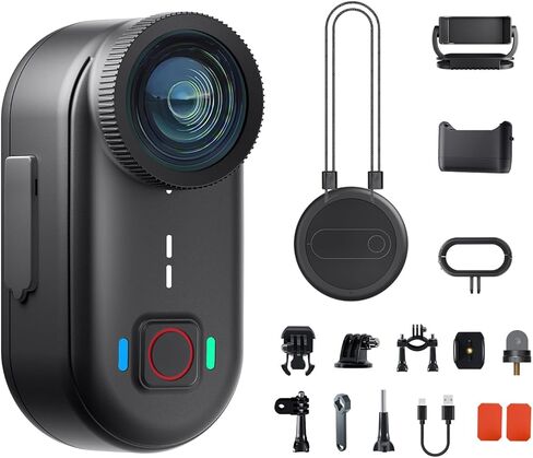 Apexcam 4K Thumb Action Camera, POV Mini Body Camera with Action Pod & Built-in 64GB, 20MP WiFi Remote Control, 6-Axis EIS Stabilization,10M Waterproof Portable Body Cam for Vlogging/Motorcycling in Kuwait