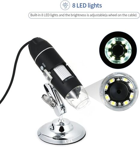 Irfora 1600X مجهر رقمي USB مع وظيفة OTG المنظار 8-LED عدسة مكبرة مع حامل in Kuwait