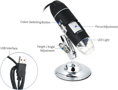 Irfora 1600X مجهر رقمي USB مع وظيفة OTG المنظار 8-LED عدسة مكبرة مع حامل in Kuwait