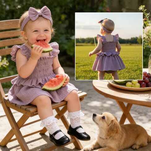 YOUNGER TREE Baby Girl Clothes Ruffle Romper Boho Dress Summer Cake Smash Outfits Infant Bodysuit with Headband in Saudi Arabia
