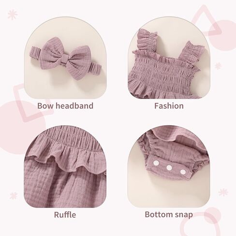 YOUNGER TREE Baby Girl Clothes Ruffle Romper Boho Dress Summer Cake Smash Outfits Infant Bodysuit with Headband in Saudi Arabia