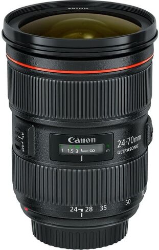 مجموعة عدسات Canon EF 24-70mm f/2.8L II USM | تكبير قياسي من السلسلة L مع فتحة ثابتة f/2.8 وبصريات متقدمة وتركيز تلقائي USM من النوع الدائري السريع | لحفلات الزفاف والمناسبات (5175B002) + مجموعة الفلاتر + المزيد in Kuwait