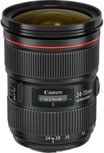 مجموعة عدسات Canon EF 24-70mm f/2.8L II USM | تكبير قياسي من السلسلة L مع فتحة ثابتة f/2.8 وبصريات متقدمة وتركيز تلقائي USM من النوع الدائري السريع | لحفلات الزفاف والمناسبات (5175B002) + مجموعة الفلاتر + المزيد in Kuwait
