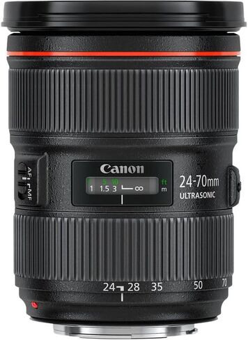 مجموعة عدسات Canon EF 24-70mm f/2.8L II USM | تكبير قياسي من السلسلة L مع فتحة ثابتة f/2.8 وبصريات متقدمة وتركيز تلقائي USM من النوع الدائري السريع | لحفلات الزفاف والمناسبات (5175B002) + مجموعة الفلاتر + المزيد in Kuwait