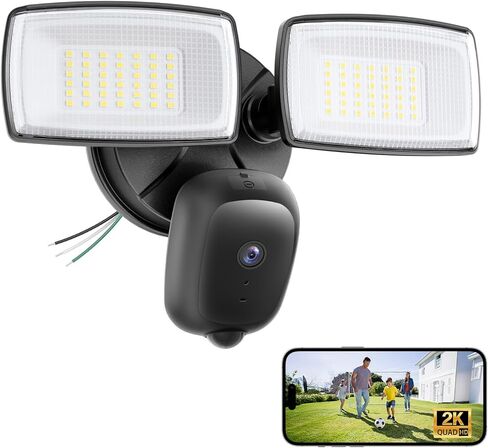 Onforu 2K Hardwired Floodlight Camera, 3500LM Motion Activated Outdoor Security Camera, 5G/2.4G WiFi Color Night Vision | 2-Way Audio | Siren | 24/7 Recording | IP65 Weatherproof | Works with Alexa in Saudi Arabia
