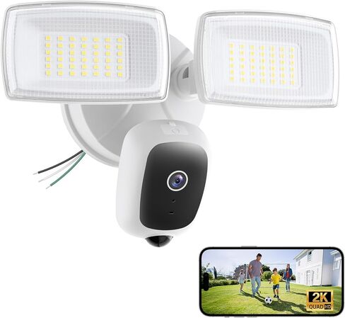 Onforu 2K Hardwired Floodlight Camera, 3500LM Motion Activated Outdoor Security Camera, 5G/2.4G WiFi Color Night Vision | 2-Way Audio | Siren | 24/7 Recording | IP65 Weatherproof | Works with Alexa in Saudi Arabia