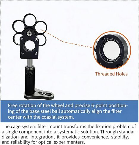 0.5 Inch Filter Wheel, Cage-Type Coaxial 6-Position Filter Wheel Holder, Threaded Interface, for Telescope - Planetary Moon Nebula Observation, Black in Saudi Arabia