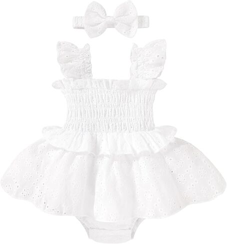 YOUNGER TREE Baby Girl Clothes Ruffle Romper Boho Dress Summer Cake Smash Outfits Infant Bodysuit with Headband in Saudi Arabia
