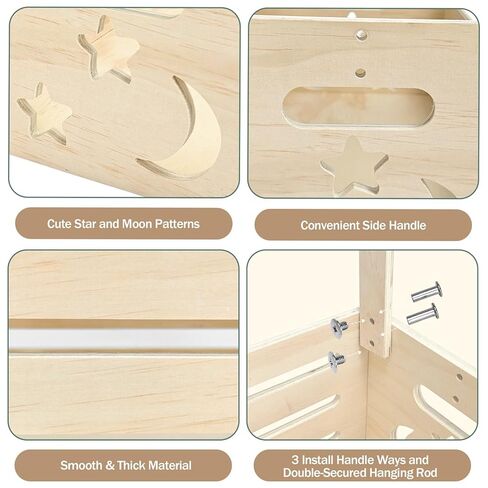 Wooden Baby Shower Crate Closet with Hangers, Moon Stars - Personalized Newborn Basket Gifts for Expecting Parents in Kuwait