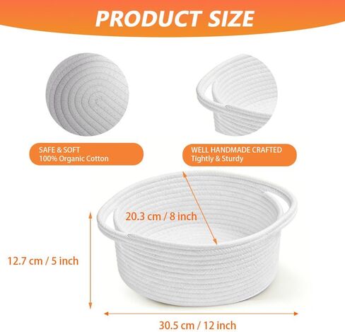 Yanchexp 4 Pack Small Woven Basket with Gift Bags and Ribbons, Small Rope Basket 12"x 8"x 5", Baskets for Gifts Empty, Gift Basket for Christmas, Thanksgiving and Home Shelf Storage in Kuwait