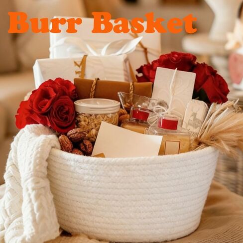 Yanchexp 4 Pack Small Woven Basket with Gift Bags and Ribbons, Small Rope Basket 12"x 8"x 5", Baskets for Gifts Empty, Gift Basket for Christmas, Thanksgiving and Home Shelf Storage in Kuwait