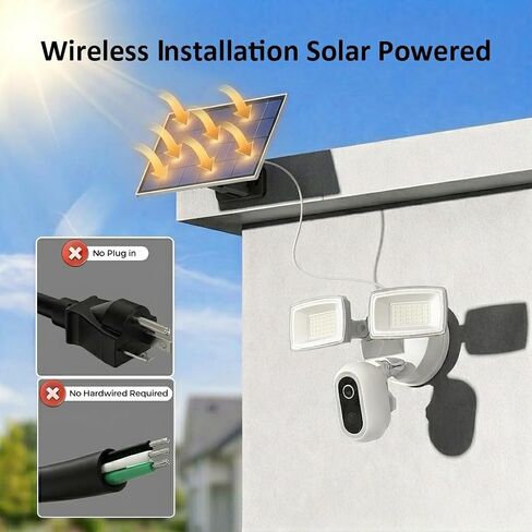 كاميرا Onforu Solar Flood Light، كاميرا أمان لاسلكية خارجية 2K مع USB-C قابلة لإعادة الشحن، كشف الحركة، رؤية ليلية ملونة، واي فاي 2.4 جيجا هرتز، صفارة إنذار، تسجيل 24/7، تعمل مع Alexa، IP65 in Kuwait