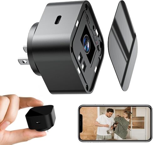 LIZVIE Spy Camera Charger, Phone Charger Cam Night Vision Motion Detection Mini Wireless Cam with 170° Wide Angle Wall Outlet Loop SD Storage for Indoor Home Security in Kuwait