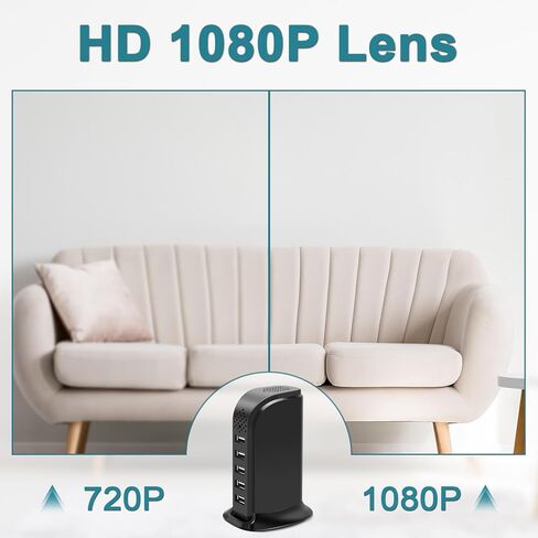 DJDAI 1080P WiFi Nanny Cam كاميرا شاحن USB لاسلكية مع كشف الحركة كاميرات أمنية صغيرة مع عرض الهاتف المحمول للداخلية، المنزل، الطفل، الحيوانات الأليفة in Kuwait