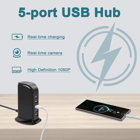 DJDAI 1080P WiFi Nanny Cam كاميرا شاحن USB لاسلكية مع كشف الحركة كاميرات أمنية صغيرة مع عرض الهاتف المحمول للداخلية، المنزل، الطفل، الحيوانات الأليفة in Kuwait