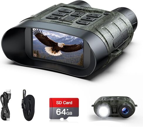 Night Vision Goggles, 4K Night Vision Binoculars, 112MP Infrared Binoculars, 12X Digital Zoom 5000mAh Rechargeable Battery with 64GB Card, External Flashlight 1500ft View Range Tech Gadgets Telescope in Saudi Arabia