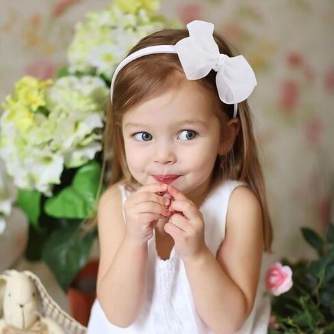 OAOLEER 1 PCS White Bow Headbands for Girls, Tulle Hairbands Girls Hair Accessories for Birthday, Party, Proms (White) in Saudi Arabia