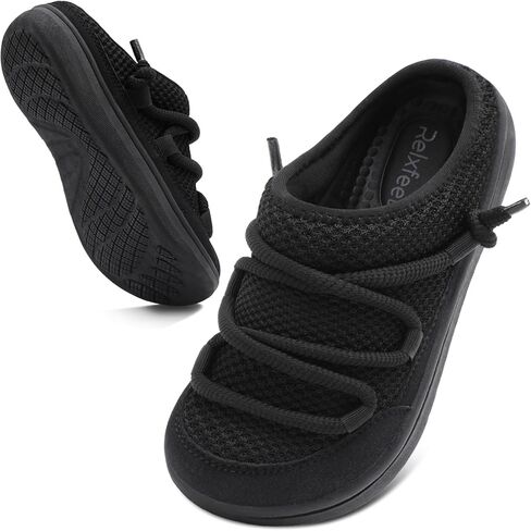 relxfeet Women's Wide Toe Box Mules Slip On Backless Clogs Lightweight Breathable Knit Comfort Shoes with Memory Foam Insole for Indoor Outdoor in Saudi Arabia