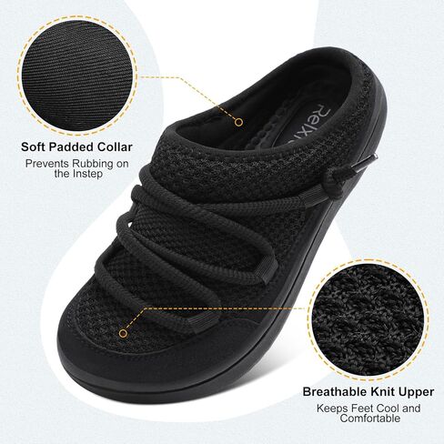 relxfeet Women's Wide Toe Box Mules Slip On Backless Clogs Lightweight Breathable Knit Comfort Shoes with Memory Foam Insole for Indoor Outdoor in Saudi Arabia