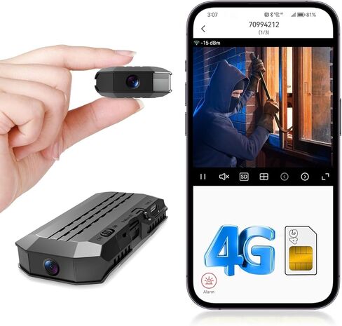 2026 Mini 4G LTE Cellular Wireless Camera,SIM Inserted,4KHD with Video Recording Live Feed,3000mAh Larger Battery Capacity,No WiFi Camera with 160° Wide-Angle View,Color Night Vision,AOV Low-Power in Kuwait
