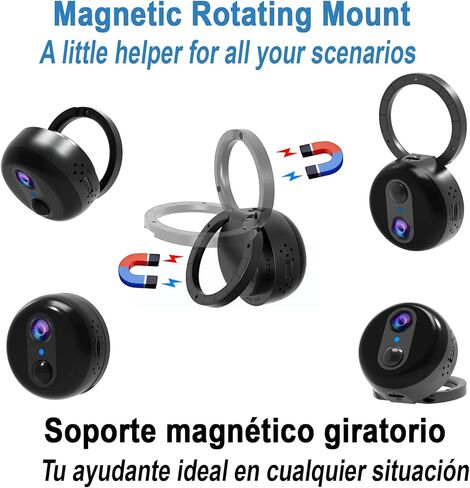 W-Q2 4K Portable 4G LTE Cellular Security Camera with Magnetic Rotating Mount and Built-in SIM, Mini No Wi-Fi Security Camera with 60-Day Long Standby, Night Vision, PIR Motion Detection in Kuwait