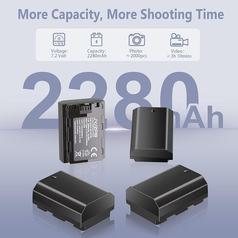 JYJZPB 4-Pack NP-FZ100 Battery for Sony A7IV, A7III, A7C, A1, FX3, FX30, A6600, A6700, ZV-E1, ZV-E10II, A9, A9S, A7R III, A7R IV, A7RV Camera, Upgraded Rapid Dual Charger with Type-C Cable, 2280mAh in Kuwait