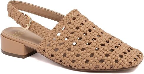 Jones New York Women's Woven Slingback Sandals Square Toe Low Block Heel Flats Adjustable Buckle Strap Casual Dressy Shoes - Mateson in Saudi Arabia