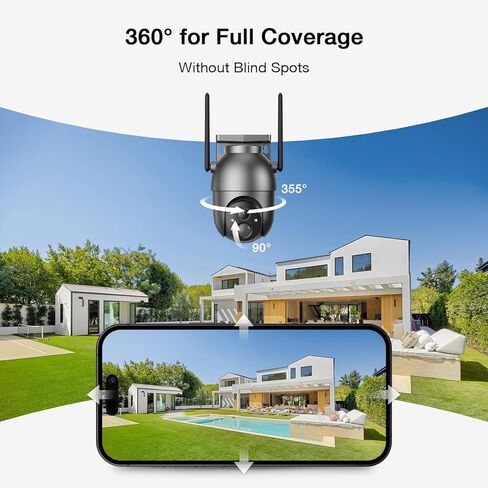 Aume 4MP Security Cameras Outdoor Wireless, No Subscription, 2-Cam Kit, Solar-Powered, Home Security Camera System with 360° Pan & Tilt, Color Night Vision, Easy Setup, 5GHz & 2.4GHz Router Compatible in Saudi Arabia