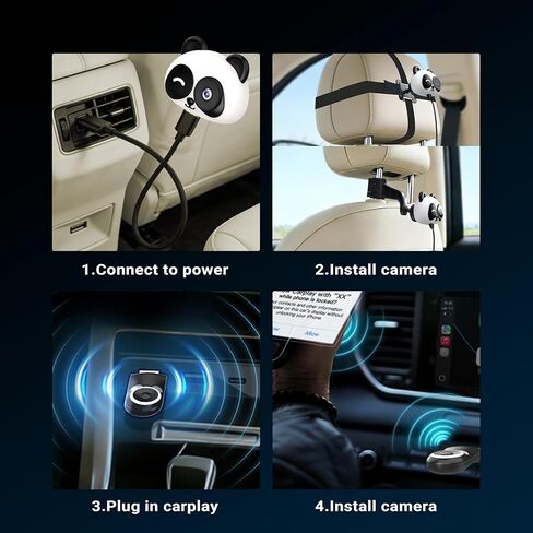 كاميرا سيارة الأطفال MINIX CA520 اللاسلكية CarPlay لهواتف iPhone، شاشة مراقبة الطفل في المقعد الخلفي بدقة 1080 بكسل عالية الدقة مع رؤية ليلية، رؤية واسعة 150 درجة، زمن استجابة منخفض، التوصيل والتشغيل لمركبات CarPlay السلكية في المصنع in Kuwait