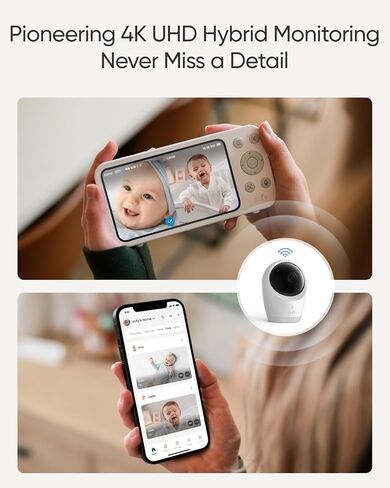 eufy Baby Monitor E21 Add-On Camera, 4K UHD Resolution, 330° Pan and 60° Tilt, 8× Zoom, Night Vision, 5000mAh Built-in Battery, ANR (Renewed) in Kuwait