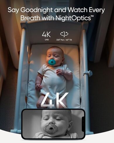 eufy Baby Monitor E21 Add-On Camera, 4K UHD Resolution, 330° Pan and 60° Tilt, 8× Zoom, Night Vision, 5000mAh Built-in Battery, ANR (Renewed) in Kuwait