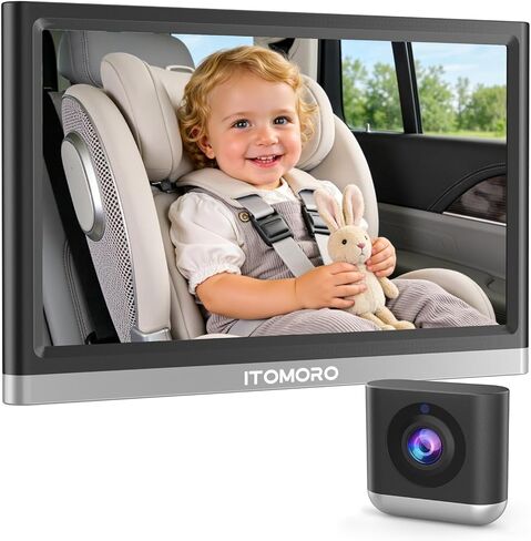 Itomoro 2026 New Upgraded Baby Car Camera, 1080P HD Car Camera for Baby with 4.3 Inch Display, Rear Facing Car Baby Monitor with Infrared Night Vision, Wide Angle View, Easy Install, Silver & Black in Kuwait
