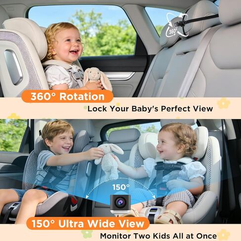 Itomoro 2026 New Upgraded Baby Car Camera, 1080P HD Car Camera for Baby with 4.3 Inch Display, Rear Facing Car Baby Monitor with Infrared Night Vision, Wide Angle View, Easy Install, Silver & Black in Kuwait