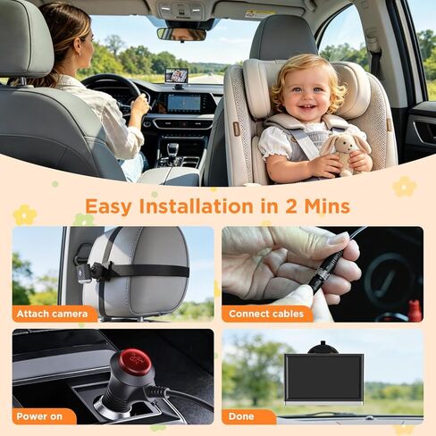 Itomoro 2026 New Upgraded Baby Car Camera, 1080P HD Car Camera for Baby with 4.3 Inch Display, Rear Facing Car Baby Monitor with Infrared Night Vision, Wide Angle View, Easy Install, Silver & Black in Kuwait