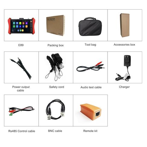جهاز اختبار كاميرا IP بدقة 4K بدقة 12 ميجابكسل، مخرج طاقة WANLUTECH 90 وات PoE، اختبار CCTV بشاشة لمس 8 بوصة لكاميرات 8 ميجابكسل TVI CVI AHD CVBS، اختبار SFP، اختبار كابل RJ45 TDR، أدوات شبكة WiFi، HDMI VGA (E89) in Kuwait