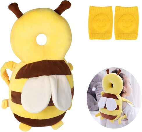 Baby Backpack Head Protection Pillow, Toddler Anti-Fall Cushion with Knee Pads, Adjustable Shockproof Infant Head Safety Pillow, Breathable Soft Cotton Baby Walking Harness for Crawling in Saudi Arabia